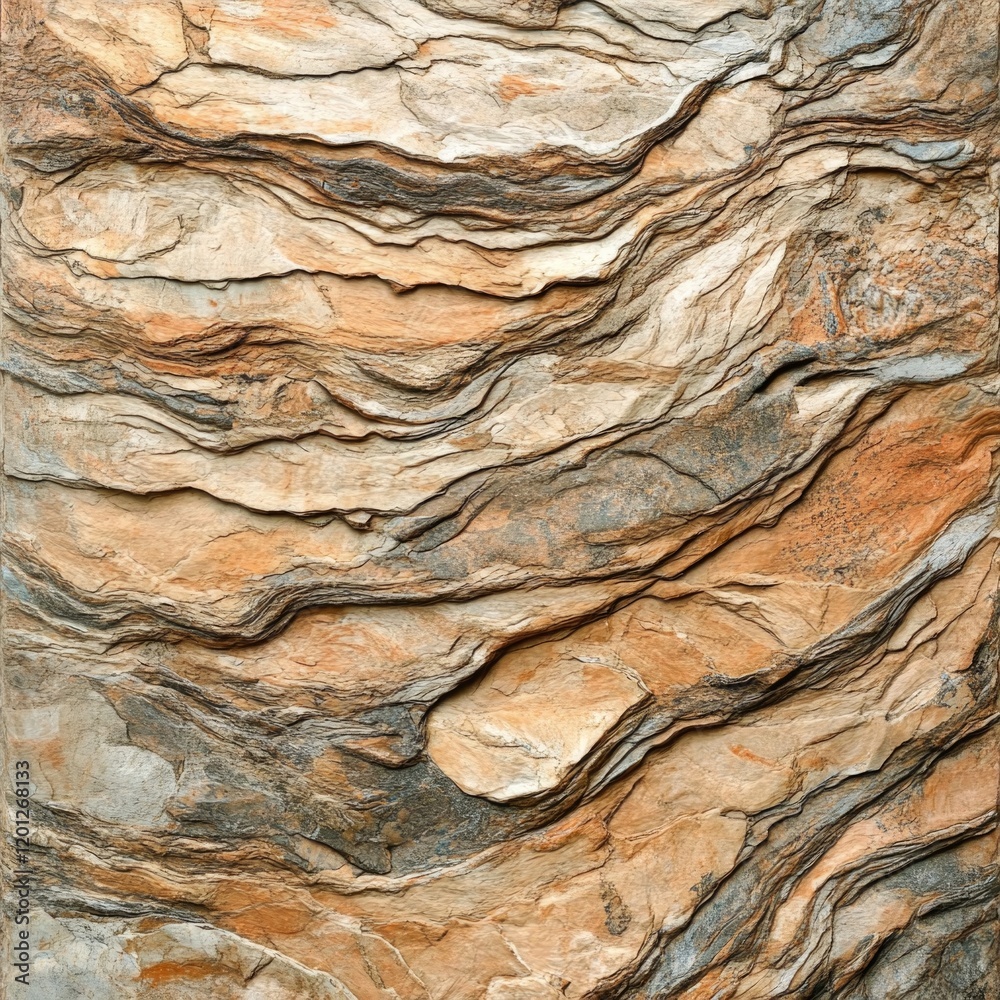 Leinwandbilder A close-up shot of a rock wall with a clock embedded in it, suitable for use in designs related to timekeeping or geological themes