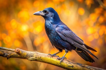 Naklejka premium Majestic Rook Bird in Profile, Copy Space, Wildlife Photography