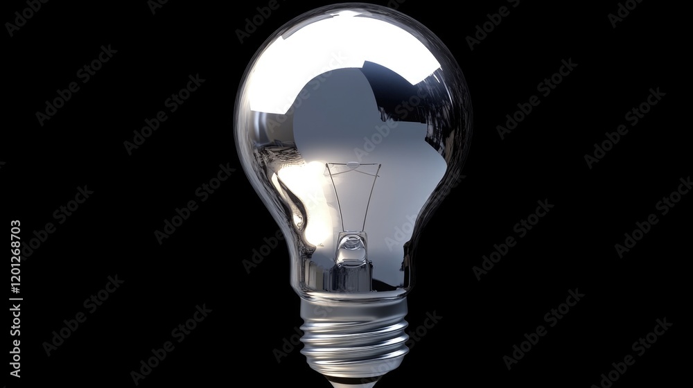 Poster a single shiny light bulb against a dark background