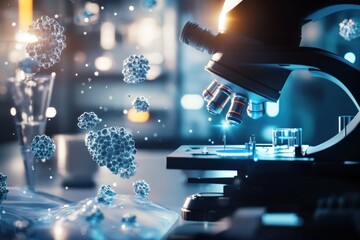 Microscope with dynamic virus molecules in focus