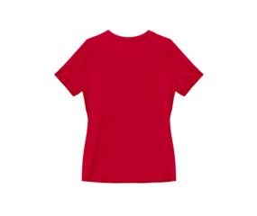 Cherry red blank tee shirt waist wear, women template mockup back view