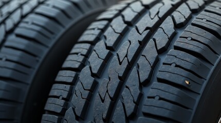 A close-up of summer tires, showcasing their tread design and rubber composition