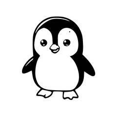 Obraz premium Cartoon of Penguin, Black & White 