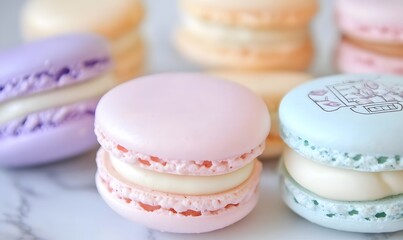 Obraz premium valentines macaroons, Generative AI