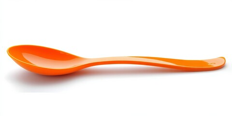 Orange Plastic Spoon with Curved Handle - Kitchen Utensil