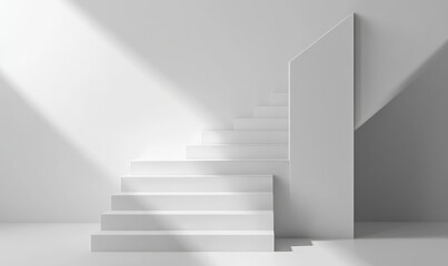 Fototapeta premium Minimal geometric white light background abstract design., Generative AI