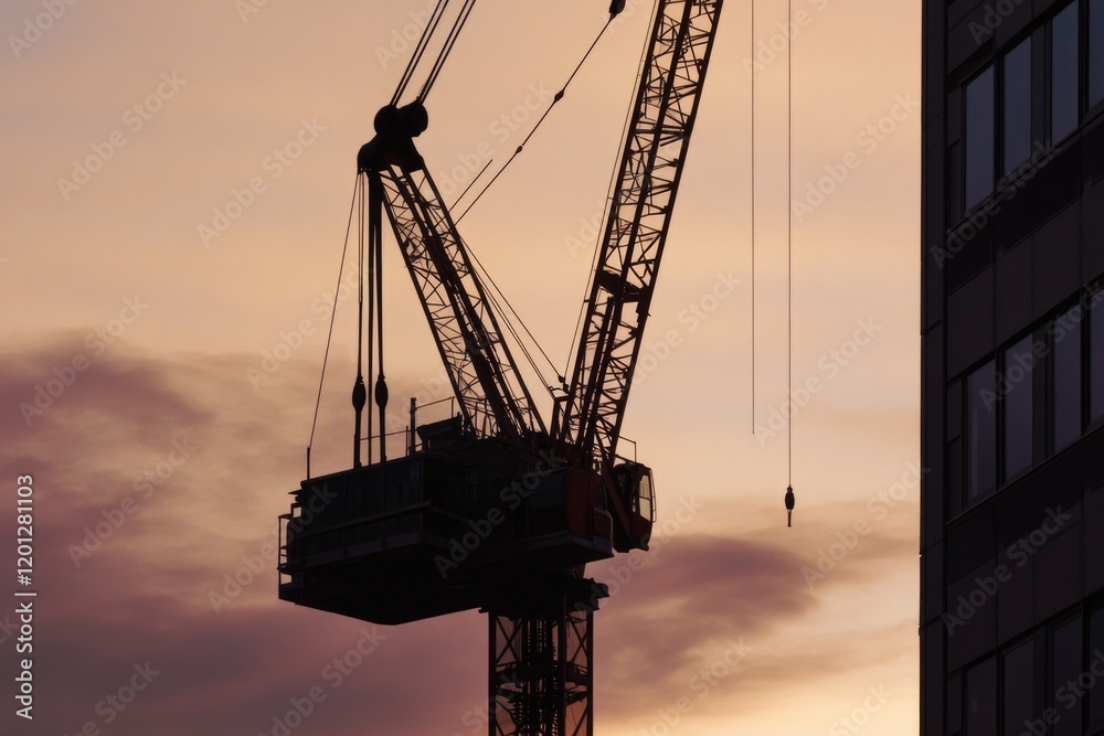 Poster a crane's outline stands out against a cloudy backdrop, ideal for use in nature or wildlife-themed p