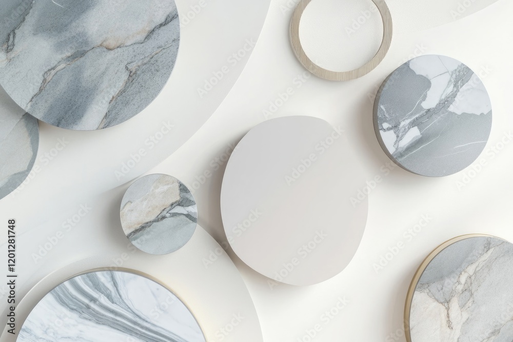 Poster a collection of marble plates displayed on a white background