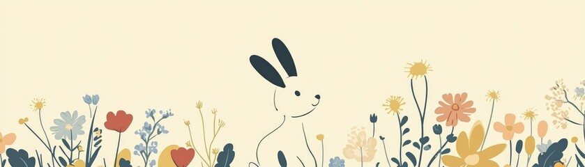 Whimsical Easter Bunny in a Minimalist Garden