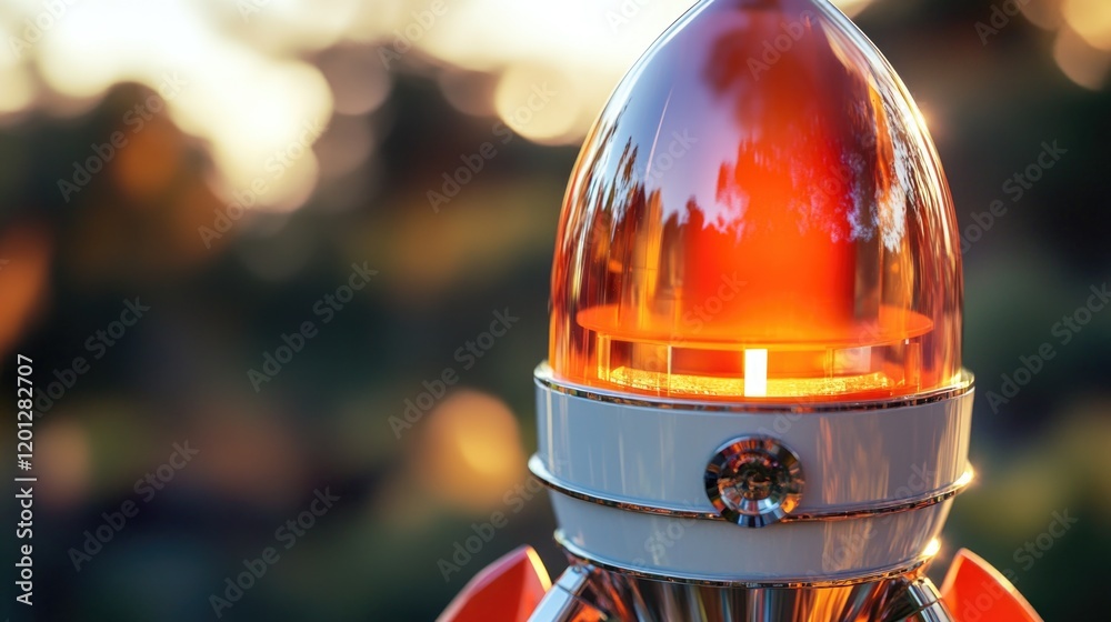 Aufkleber a close-up view of a red and white light source, ideal for use in designs related to safety, warning
