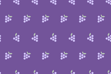 Seamless purple grape pattern design. Simple cute grape pattern on purple background. Simple geometric background with grape. Summer fruit background. Children's textiles, wallpaper, stationery, cover
