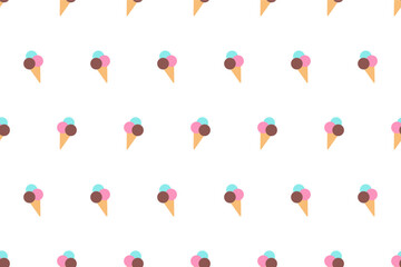 Seamless pattern with ice cream cones. Ice Cream cute pattern for summer prints, posters, wrapping paper, backgrounds, covers, children textile, stationary. Tasty chocolate Food wallpaper. Geometric