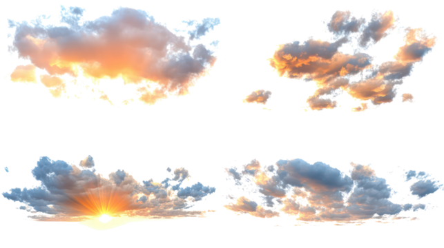 Beautiful Sunsets Captured in Various Cloud Formations Generative AI