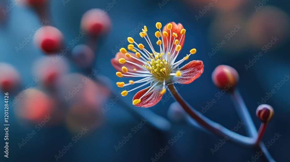 Aufkleber a close-up shot of a single flower on its stem, with a simple background