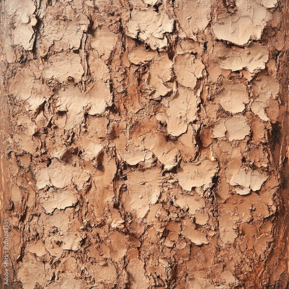 Poster a close-up view of a tree trunk with worn-out, peeling paint