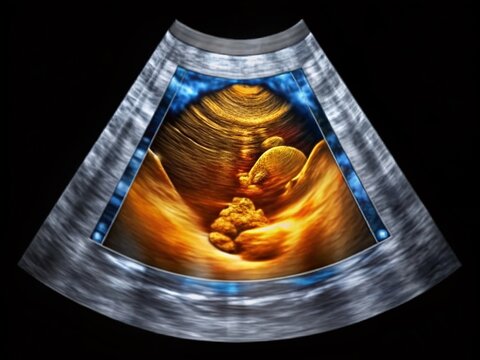 Medical Ultrasound Image: Oblique Breech Fetal Position