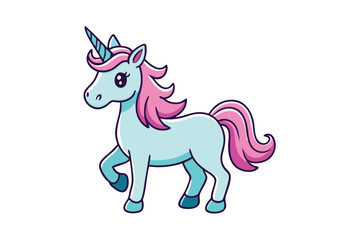 Fototapeta premium Charming and colorful unicorn illustration with a flowing mane and golden horn, ideal for adding a touch of magic and fantasy to your designs