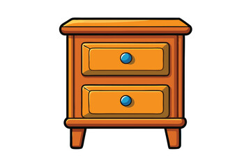 Wooden nightstand with two drawers and blue handles, a simple and stylish furniture piece perfect for bedroom decor