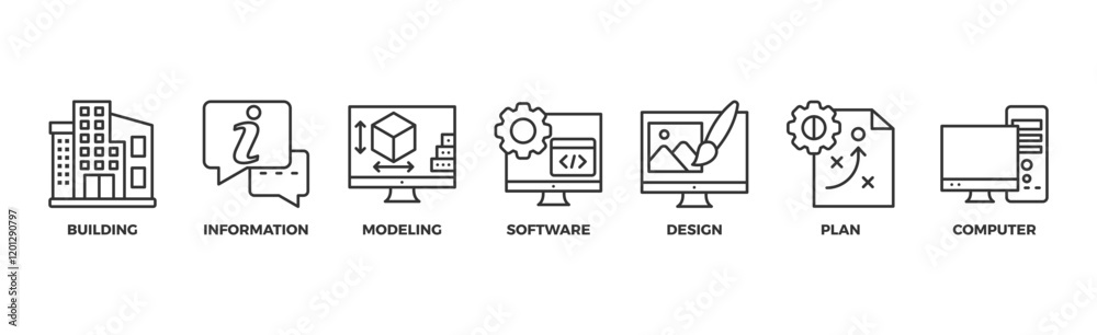 Wall mural bim banner web icon vector illustration concept for building information modeling with icon of build