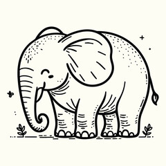 Obraz premium Elephant Sketch Drawing Line Art Animal Wildlife