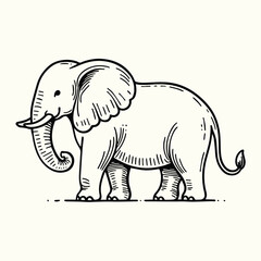 Fototapeta premium Elephant Sketch Drawing Line Art Animal Wildlife