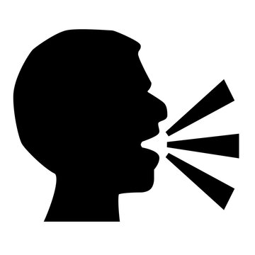 Icon representing an angry person shouting or expressing frustration.Anger, frustration, and emotional outbursts symbolized through yelling.  emotional expressions, yelling for impact, and communica

