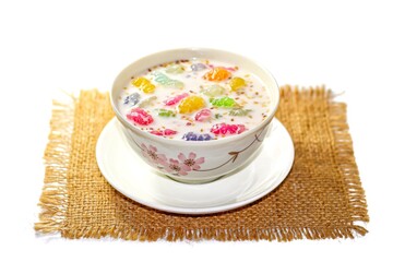 Sweet and delicious with dessert Thailand serving on white background and isolate concept.