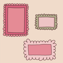 Set of hand drawn coquettish romantic frames perfect for Valentine's Day or decorative designs