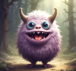 Obraz premium Illustration of fluffy and cute small monster.