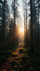 morning at the spring glade in the forest, 8k, with white tones