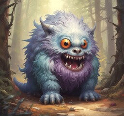 Obraz premium Illustration of fluffy and cute small monster.