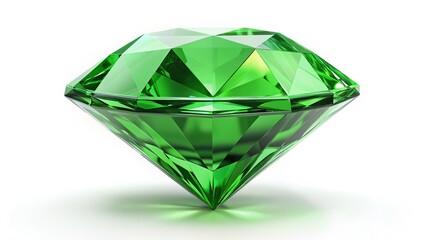 Abstract Green Diamond on White Background - Minimalist Nature Stock Photo