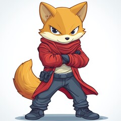A Cool Fox Character in Red Jacket and Jeans