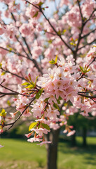 Obraz premium Beautiful natural blooming tree spring flowers, cinematic, with white tones