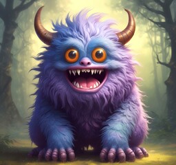 Illustration of fluffy and cute small monster.