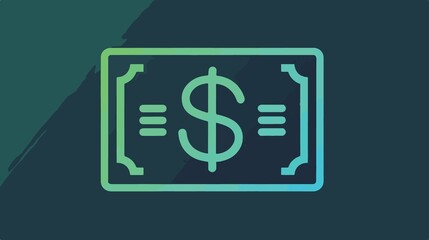 Green Dollar Payment Symbol Line Art Icon for Finance Design