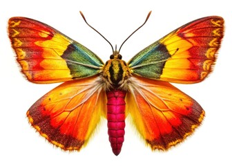 Clearwing Moth Silhouette, Chamaesphecia crassicornis, Dorsal View, White Background, Insect Photography