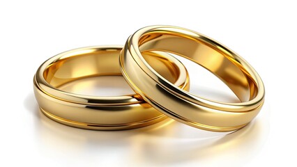 Gleaming golden wedding bands, a macro close-up showcasing love's enduring symbol: marriage.