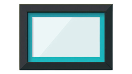 Fototapeta premium Blank Teal and Black Picture Frame Mockup Isolated on White Background for Design Presentation