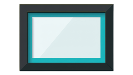 Blank Teal and Black Picture Frame Mockup Isolated on White Background for Design Presentation