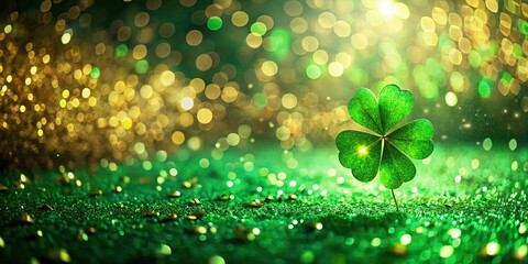 Festive St. Patrick's Day Background with Shamrocks and Gold for Product Photography