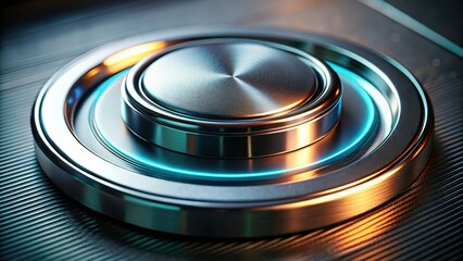 Futuristic Nickel-Sized Sci-Fi Button with Copy Space - Stock Photo