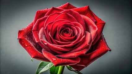 High-resolution macro photo of a single red rose, isolated on a transparent PNG background, generated by AI.