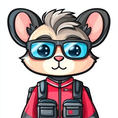 Fototapeta premium Cool Mouse Character Wearing Sunglasses and Backpack