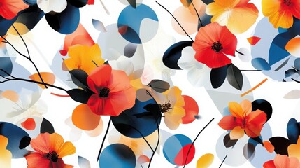 Vibrant abstract floral pattern digital art creation colorful geometric design contemporary space artistic perspective essence of nature