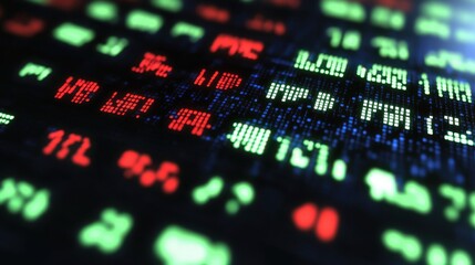 Stock Market Data Display with Red and Green Tickers