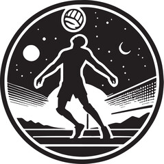Black Color Volleyball Silhouette Vector Illustration, Solid White Background