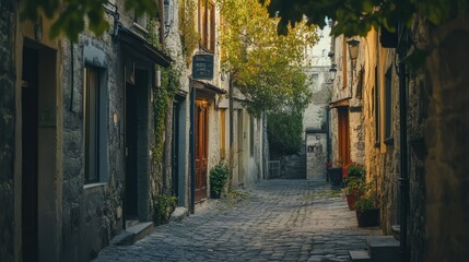 Fototapeta premium the atmosphere in a quiet residential alley