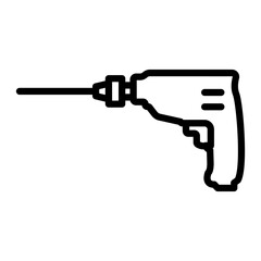 Power Drill Vector Line Icon Design