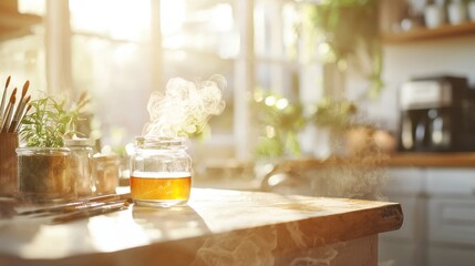 Warm Morning Tea in Sunlit Kitchen